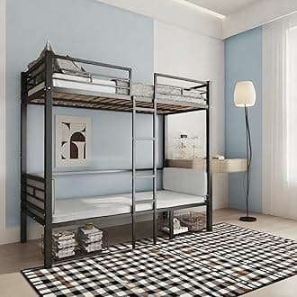 Full High Loft Bed with Desk, Convertible Bunk Bed Frame with Guardrail & Ladders & Storage Drawers, No Box Spring Needed, Black (Cushion not Included)