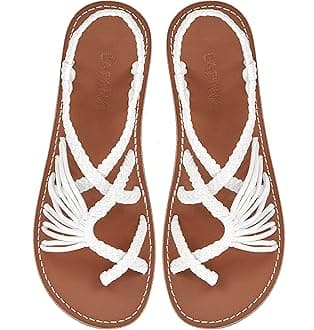 CapanaWoven Women's Flat Sandals - Strappy Braided Sandals, Beach Sandals for Women Dressy Summer, Rope Bohemian Sandals, Spring Casual Womens Shoes, Comfy Boho Flats for Teen Girls – Banyan