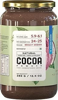 Keynote Cocoa Powder | Raw Flavonoid Rich Non-Alkalized Non-Dutched Natural Unsweetened Cacao | Bean to Powder | Vacuum Packed Glass Jar 380 grams
