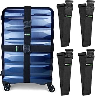Untethered Luggage Straps | TSA-Approved Suitcase Belts with Heavy-Duty Buckles. Secure Adjustable Travel Accessories for Checked Bags. 4-Pack