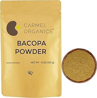 CARMEL ORGANICS Bacopa Monnieri/Brahmi Powder | 8 Ounce or 0.5 Lb/ 227 Grams(Pack of 1) | Natural and Pure Bacopa Powder Non-GMO | No Added Preservative