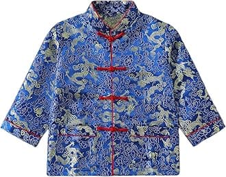 Boy Tang Suit Dragon Long Sleeve Shirt Chinese New Year Outfit Chinese Traditional Clothes for Kids