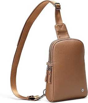INICAT Sling Bag for Women Small Crossbody Bags Leather Fanny Pack for Travel Essentials(Brown LP)