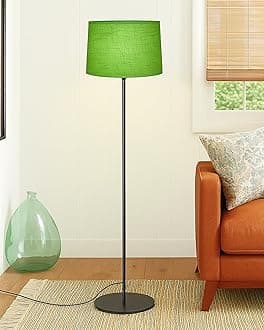 Homesake® Modern Floor Lamp for Living Room Traditional Farmhouse Boho Floor Lamp Mid-Century Pole Lamp with Linen Lamp Shade Modern Bohemian Side Lamp for Living Room Bedroom Office (Green)