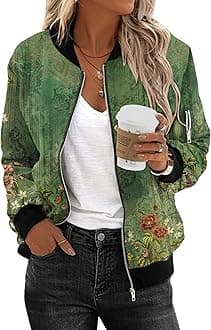 ZeagooWomen's Bomber Jacket Casual Coat Zip Up Outerwear Windbreaker with Pockets S-XXL