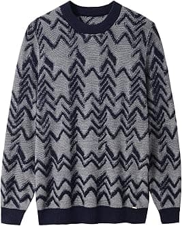 Men's Retro Argyle Pullover Long Sleeve Loose Crew Neck Pullover Sweater