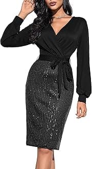 GRACE KARINWomen's Sequin Sparkly Party Dress Cocktail Bodycon Glitter Dresses Long Sleeve