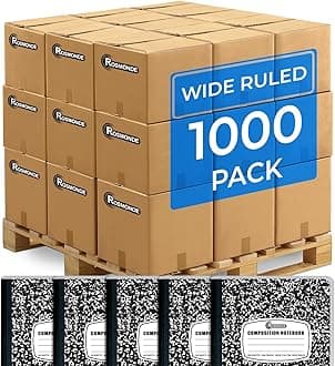 Rosmonde 1000 Pack (Pallet) Composition Notebooks Bulk, Wide Ruled, Pallet of Notebooks, 100 Sheets (200 Pages), 9-3/4 x 7-1/2, Bulk Notebooks for School, Bulk Office Notebooks, 4-7 Days Transit
