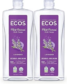 ECOS NonToxic Hypoallergenic Dishmate Dish Soap 25oz Bottle by Earth Friendly Products, 5 Fl Oz (Pack of), Lavender, 50 Fl Oz, (Pack of 2)Safer Choice