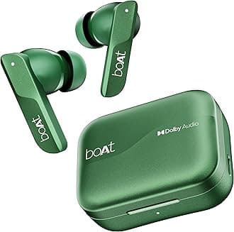 Airdopes 800, Dolby Audio, Adaptive EQ by Mimi, 4Mics AI ENx, App Support, Fast Charge, Low Latency, IPX5, v5.3 Bluetooth TWS in Ear Earbuds Wireless Earphones with mic (Interstellar Green)