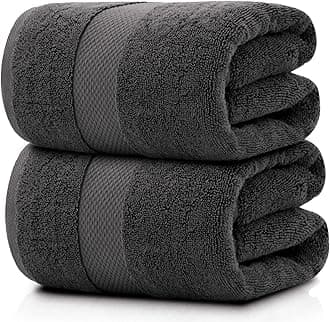 White Classic Luxury Soft Bath Sheet Towels - 650 GSM Cotton Luxury Bath Towels Extra Large 35x70 Highly Absorbent Quick Dry, Hotel Quality Extra Large Bath Towels Oversized, Charcoal Grey, 2 Pack