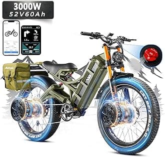 Romeo Pro Ⅱ Ebike 3000/2500W Dual Motor Ebike, 52V 60Ah Long Range Ebike 200Miles, 46/40Mph Electric Bike for Adults, 26*4.0"/20*4.5" Fat Tire Electric Mountain Bike Full Suspension, UL2849