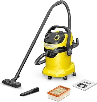 KARCHER Wd 5 V Wet & Dry Vacuum Cleaner, 28kPa Suction Power, 25L Tank, 1100W, Flat-Pleat Filter, Blower Function, Cartridge Filter & Fleece Filter Bag, for Home, Car & Garage Cleaning, German Tech