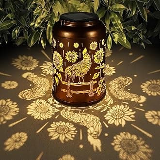 Solar Lanterns Outdoor Waterproof Hummingbird Garden Decor Christmas Gifts for Women Mom Grandma Hanging Lights Metal Decoration Outside for Yard, Patio,Backyard,Porch(Rooster)