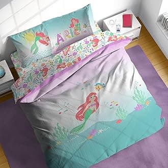Sunny Side Up Disney The Little Mermaid Full Comforter Set - 7 Piece Kids Bedding Includes Comforter, Sheets & Pillow Cover - Super Soft Ariel Microfiber Bed Set