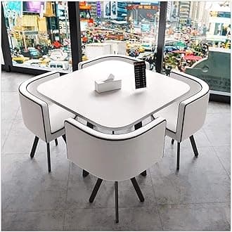 Round Dining Table and Chair Set, 4 Piece, 90cm, Modern, Wood and Steel, Kitchen and Dining Room Sets