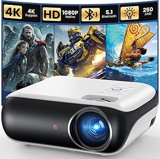 HAPPRUN Projector, Bluetooth Projector 1080p, Portable Outdoor Projector With Speaker, 200" Support 9500L Mini Movie Projector Compatible with Smartphone/HDMI/USB/AV/Fire Stick