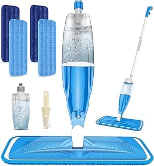 Spray Mop for Hardwood Floors Cleaning: Microfiber Wet Dry Floor Mops with 4 Washable Pads for Swiffer PowerMop - Flat Mop with Sprayer for Kitchen Tile Wood Laminate Vinyl