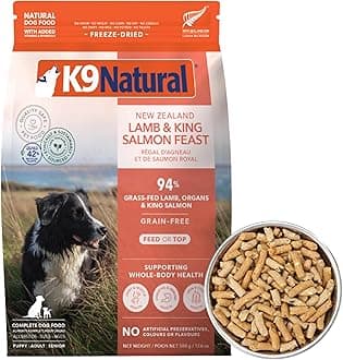 Lamb & King Salmon Freeze Dried Dog Food, High-Meat Natural Complete Meal or Meal Toppers for Dogs, Grass-Fed Lamb & King Salmon from New Zealand, Grain-Free, GMO-Free, 17.6oz