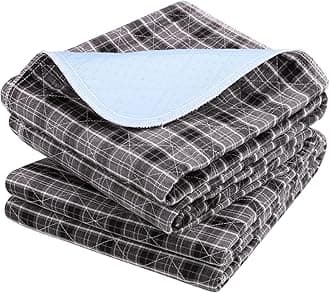 OUTCREATOR® Washable Bed Pads 34" x 56" (Pack of 2), Incontinence Mattress Protector, Anti-Slip Waterproof Underpads for Adults Kids Elderly Pets, Absorbency & Reusable Bedwetting Pads (Black Plaid)