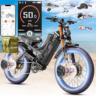 eAhora Romeo Pro 2/3 34-50Mph Electric Bike for Adults, 1600/2500/4000/5600W Dual Motor Ebike 48-60V 60-80Ah Battery 100-235 Mile Long Range, 26*4.0"/20*4.5" Fat Tire, Full Suspension, All Terrain
