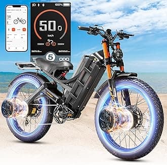 2025 eAhora Romeo Pro 3/2 50Mph/46Mph Electric Bike for Adults Peak 5600W/4000W Dual Motor Ebike, 60V/80Ah 52V/70Ah 235+Miles Long Range Ebike, 26*4.0" Fat Tire Electric Mountain Bike, Full Suspension