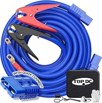 TOPDC 1 Gauge 25 Feet Jumper Cables with UL-Listed Clamps, Quick Connect Plug for Car, SUV Trucks Battery, Heavy Duty Automotive Booster Cables for Jump Starting Dead, Weak Batteries with Carry Bag
