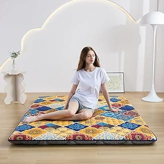 Zelladorra Japanese Floor Mattress Futon Mattress, Anti Slip Floor Futon Mattress Sleeping Mat Foldable Floor Mattress for Camping and Guest