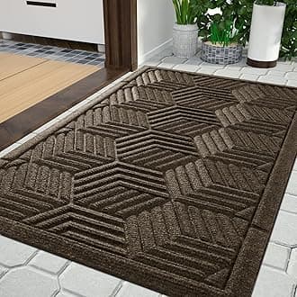Yimobra Large Door Mat 36x24, All-Season Waterproof Outdoor Mats for Front Door Entrance with Drainage Holes, Heavy Duty Non-Slip Doormat for Garage Patio Entryway Indoor, Brown
