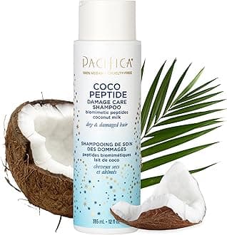 Pacifica Coco Peptide Damage Care Shampoo – Repairing Sulfate-Free Shampoo for Damaged Hair, Split Ends & Breakage, w/Collagen & Peptides Silicone-Free Clean Vegan & Cruelty-Free Dermatologist Tested