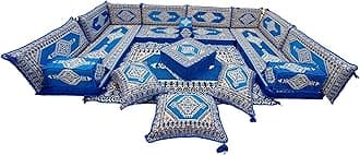 arabicsofa U Shaped Arabic Sofa Set – Royal Blue Modular Floor Seating for Guest Room