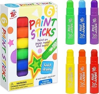 TBC The Best Crafts Paint Sticks, 6 Classic Colors, Washable, Non- Toxic, Tempera Paint Sticks for Kids and Student(6 Colors)