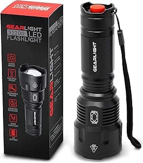 GearLight High-Powered LED Flashlight S1200 - Mid Size, Zoomable, Water Resistant, Handheld Light - High Lumen Camping, Outdoor, Emergency Flashlights - S1200-1 Pack, (Batteries Not Included)
