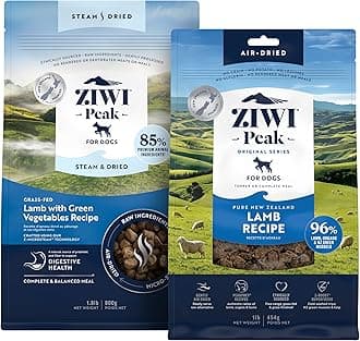 ZIWI Peak Lamb Dry Dog Food Bundle- Steam & Dried Lamb w/Vegetables (28.8oz) + Air-Dried Lamb (16oz)