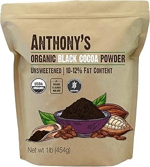 Organic Black Cocoa Powder, 1 lb, Unsweetened, Dutch Processed, Gluten Free, Non GMO
