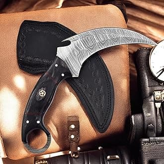 Handmade Damascus Steel Karambit Knife 9.5'' Full Tang Fixed Blade | Razor-Sharp Outdoor Knife, EDC knife for men