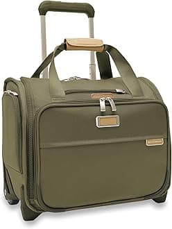 2-Wheel Cabin Bag - Carry On Luggage for Travel, Suitcases with Wheels, Softside Rolling Bag for Men & Women, Interlocking Handle, Self-Repairing Zipper - Baseline Collection, Olive
