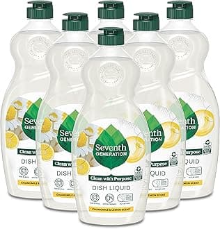 Seventh Generation Dish Soap Liquid Chamomile & Lemon Scent Pack of 6 Dishwashing Soap Dish Detergent Liquid Soap 19 oz