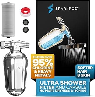 SparkPod Ultra Shower Filter- Shower Head Water Filter & Cartridge- 150 Stage Equivalent, Removes Up to 95% of Chlorine, Heavy Metals for Soft Hair & Skin (Luxury Polished Chrome, V2 Improved Design)