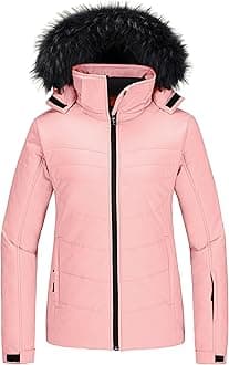 SkieerWomen's Waterproof Ski Jacket Warm Puffer Jacket Thick Hooded Winter Coat