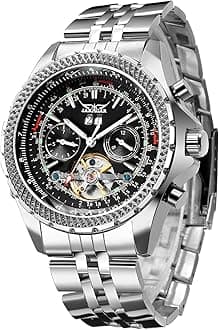 GuteClassic Multi Functional Automatic Mechanical Watch Luminous Tachymetre Black Face