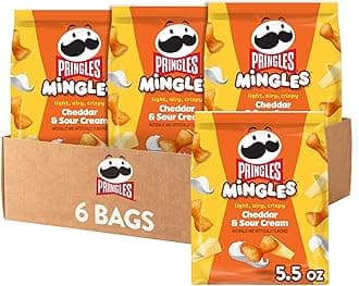 Pringles Mingles Puffed Snacks, Cheddar and Sour Cream, Cheese Puffs, Salty Snacks (6 Bags)