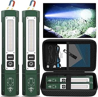 Banral Rechargeable Flashlights High Lumens - 20,000LM Super Bright Small Pocket Magnetic Flashlight, 8 Modes LED Tactical Flash Light, Dual Button Powerful Flashlight for Camping (2, Hunter Green)