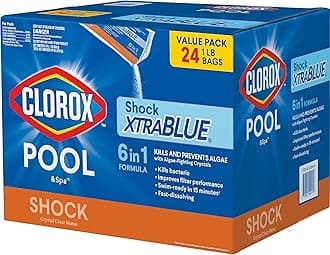 Clorox® Pool&Spa™ Shock XTRABLUE®, Kills Bacteria & Algae in Swimming Pools, Swim-Ready in 15 Minutes, (24-Pack)