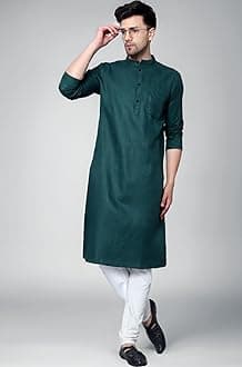 LATEST CHIKAN Men's Cotton Blend Solid Long Kurta Full Sleeves - Casual Ethnic Wear