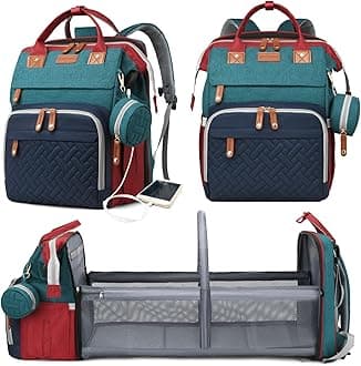 Baby Diaper Bags with Changing Station, Waterproof Diaper Bag Backpack for Moms Dads with USB Charging Port, Baby Shower Gifts, Large Capacity diaper backpack, Red-Green-Blue