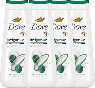 Body Wash with Pump 4 Count Invigorate Aloe & Eucalyptus For 24hr Lotion-Soft Skin Moisturizing Skin Cleanser with No Sulfates No Parabens