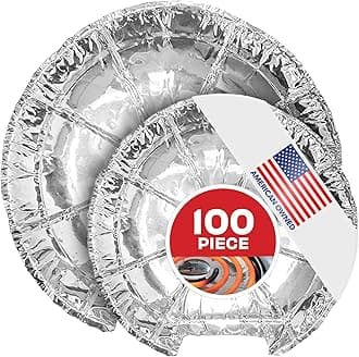 Stock Your Home Round Electric Stove Burner Covers (100 Pack) 6 Inch and 8 Inch Disposable Stove Top Aluminum Foil Bib Liners, to Keep Kitchen Range Clean from Oil and Food Drips,