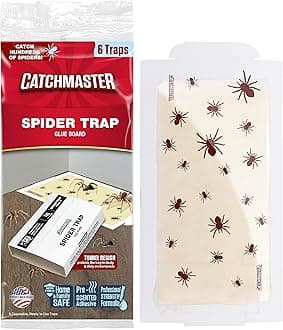 Spider Glue Trap by Catchmaster - 6 Count, Ready to Use Indoors. Cricket Scorpion Millipede Centipede Silverfish Insect Bug Trap Sticky Adhesive Long-Lasting Print Design Non-Toxic - Made in The USA