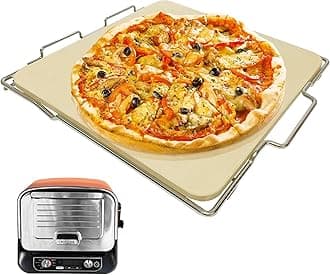 SafBbcue Pizza Stone with Rack for Grill & Oven Baking Accessories, Ninja OO101 8 In 1 Outdoor Pizza Oven, Ninja Woodfire OO100 Series Outdoor Oven, Heavy Duty Baking Stone Set for Ninja OO101 Parts